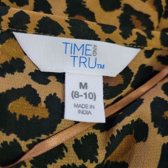 Time and Tru Leopard Print Baby Doll Lined Dress - Picture 10 of 11